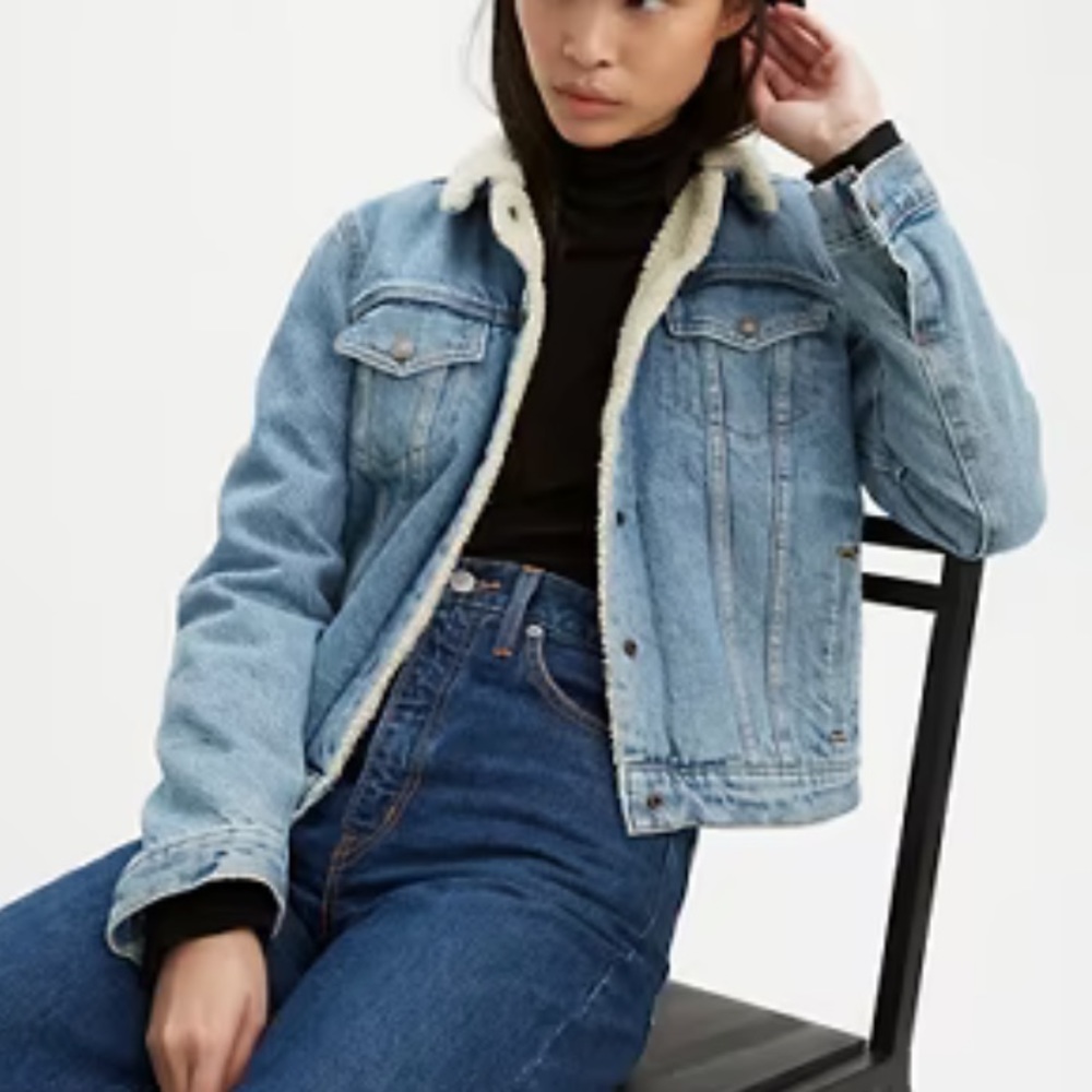 NWOT Levi’s Original Sherpa Trucker Jacket Size L, Divided Blue